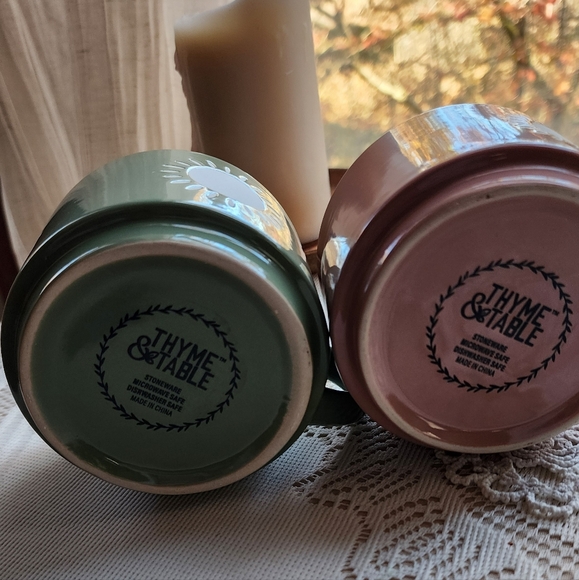 Sunburst Green and Pink Ceramic Mugs - Picture 4 of 4